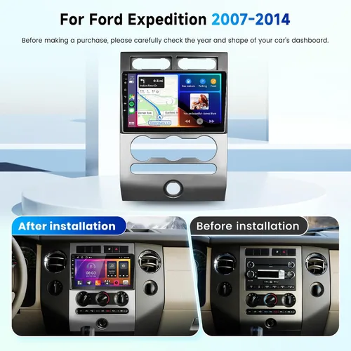 Miniatura 7 de Estéreo de coche Android de 4 núcleos+64G para Ford Expedition 2007-2014 (A/C) inalámbrico Carplay Android Auto, radio de pantalla táctil de 9