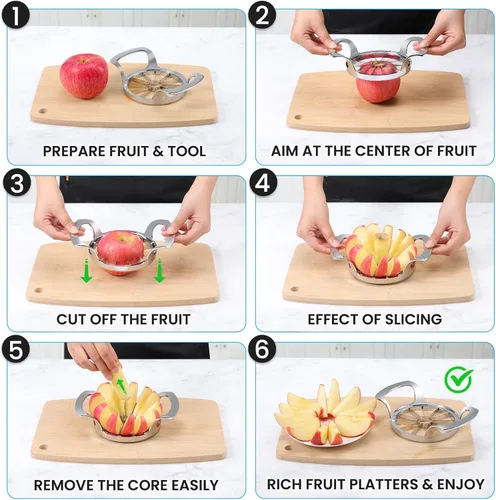 Miniatura 4 de AUBENR Rebanador de Manzana Extra Grande de 4.72 Pulgadas con 12 Cuchillas - Cortador de Manzana Profesional de Servicio Pesado - Herramienta