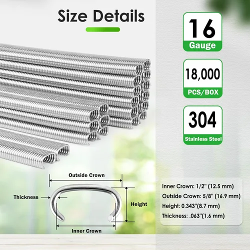 Miniatura 6 de SC760 - Grapas de anillo C de acero inoxidable 304, calibre 16, corona de 1/2 pulgada, 18,000 PCS/caja para pistola de anillo de cerdo serie