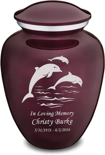 Miniatura 17 de Geturns Embrace - Urnas de cremación personalizadas de delfines para cenizas humanas, urna funeraria grande de color rojo brillante para mujeres