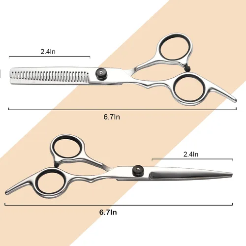 Miniatura 2 de Fcysy Kit profesional de corte de pelo de peluquero afilado de 10 piezas, juego de tijeras de adelgazamiento, tijeras de corte de pelo y tijeras