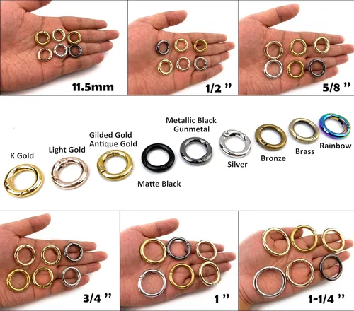 Miniatura 3 de 10 piezas de clips de mosquetón redondos con resorte, anillos en O, cierres de gatillo, hebillas de presión para llavero, costura, fabricación