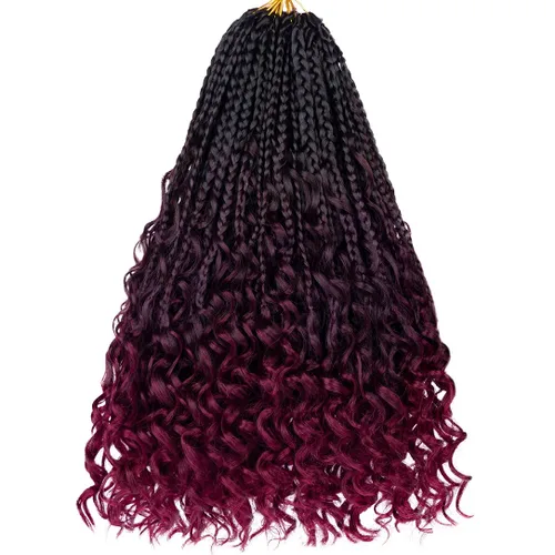 Miniatura 60 de Beverlee Goddess Box - Trenzas de ganchillo de 8 pulgadas, 8 paquetes de trenzas de ganchillo bohemias, extremos rizados, pelo sintético rizado