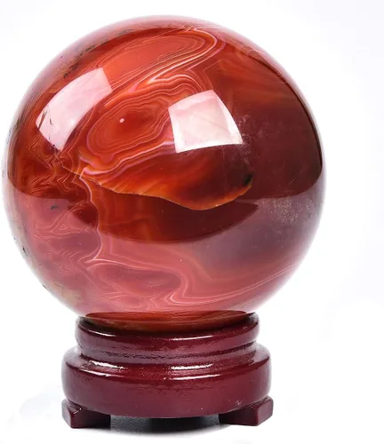 Miniatura 12 de JIC Gem Esfera grande de cristal Chevron de amatista con cristales curativos de curación con soporte de madera para meditación y decoración