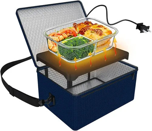 Horno Portátil, Calentador de Alimentos Portátil de 110V, Horno Portátil Personal, Mini Lonchera Eléctrica Calentada para Recalentar y Cocinar Azul