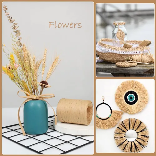 Miniatura 5 de Tenn Well Cinta de rafia para envoltura de regalos, 1/4 pulgadas por 218 yardas, rafia natural, cinta de papel para manualidades, envoltura