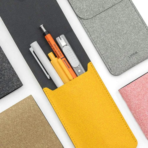 Miniatura 2 de LHiDS Estuche de cuero para lápices, bolsa para tres fuentes, bolígrafos y bolígrafos rollerball, estuche para lápices pequeño, organizador