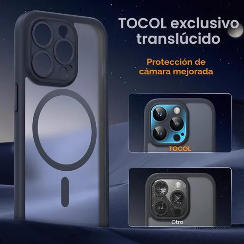 Miniatura 6 de TOCOL Funda para iPhone 13 Pro, protección completa de la cámara, compatible con Magsafe, protección contra caídas, funda magnética translúcida mate