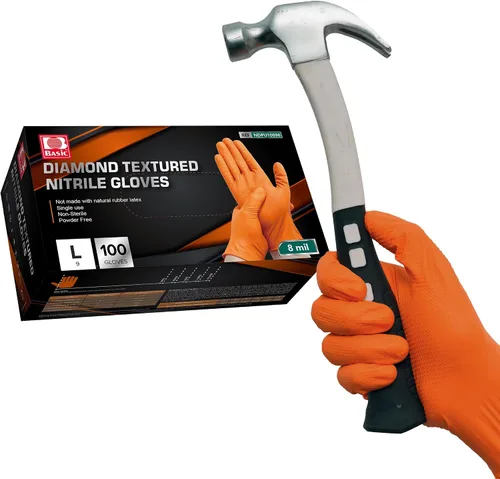 Miniatura 9 de Jointown Guantes Básicos de Nitrilo de Servicio Pesado, Guantes de Mecánico de Nitrilo Desechables de 8 Mil, con Textura de Diamante Elevada, Caja
