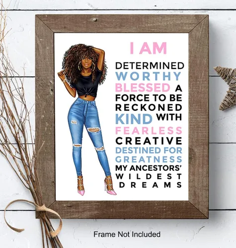 Miniatura 8 de Arte de pared negro motivacional para mujeres latinas hispanas étnicas afroamericanas, citas inspiradoras positivas, póster de decoración del hogar