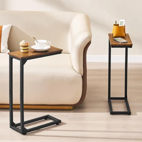Miniatura 2 de DALEMHOME Mesa auxiliar en forma de C, mesa de sofá que se desliza por debajo, mesa auxiliar pequeña para sofá, sofá y cama, bandejas de TV juego