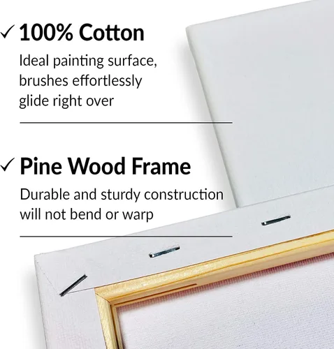 Miniatura 5 de Paquete de 10 lienzos estirados para pintura, tableros de lienzo rectangulares en blanco de 8 x 10 pulgadas, ideales para acrílico, óleo y arte