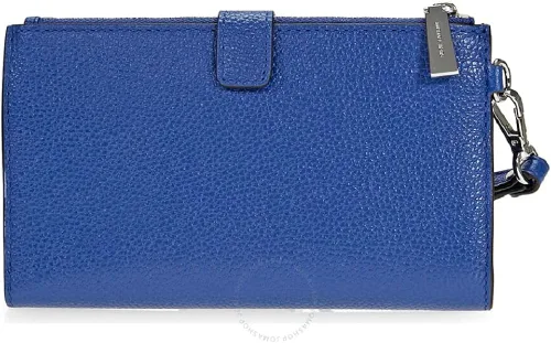 Miniatura 3 de Michael Kors Adele Doble -cremallera Cuero Teléfono Pulsera En Vintage Azul Cartera Nuevo