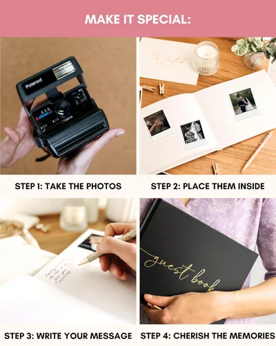Miniatura 5 de Lamare Libro de invitados de boda Polaroid para recepción de boda, baby shower, cumpleaños, despedida de soltera y libro de invitados para eventos