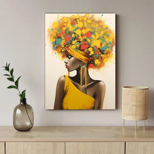 Miniatura 254 de Arte de pared afroamericano, decoración de rey y reina bailarín negro para sala de estar, arte de pareja de amor negro para dormitorio, lienzo