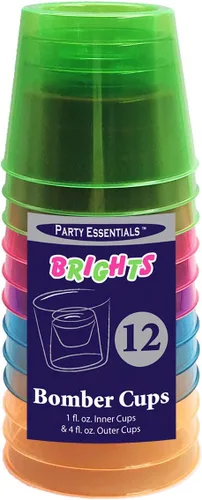 Miniatura 3 de Party Essentials Vasos bombarderos de plástico duro de 4 onzas, neón surtidos, 12