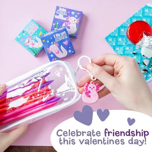 Miniatura 4 de Peaceable Kingdom Caja de San Valentín para niños, kit de caja del día de San Valentín para tarjetas de San Valentín para el aula de niños, dijes