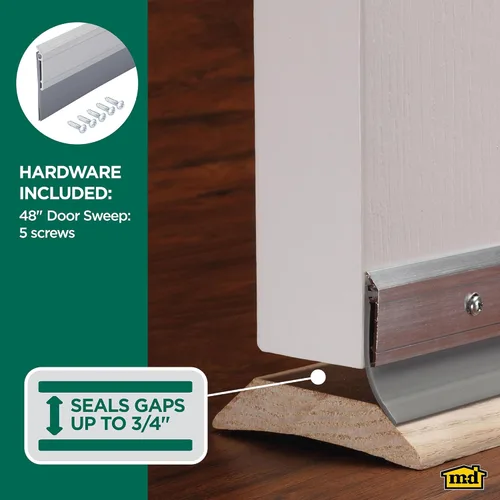 Miniatura 3 de M-D Building Products 05413 Burlete de puerta para todas las estaciones, aluminio resistente y vinilo, ideal para uso residencial y comercial, fácil