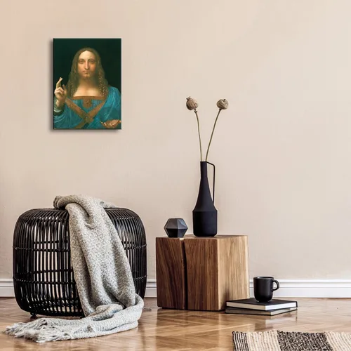 Miniatura 5 de Wieco Art Lienzo impreso Salvator Mundi, 1500 por Leonardo DA VINCI Reproducciones de arte clásico Jesús lienzo arte de pared para decoración