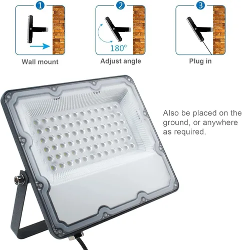 Miniatura 7 de 60W llevó la luz de inundación al aire libre, luces de inundación exteriores, luz de inundación enchufable, para patio, patio de recreo, estadio