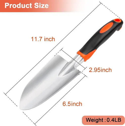 Miniatura 2 de Pala de jardín, pala de mano resistente con mango ergonómico, pequeñas herramientas de jardinería para excavar, herramientas de pala de jardinería