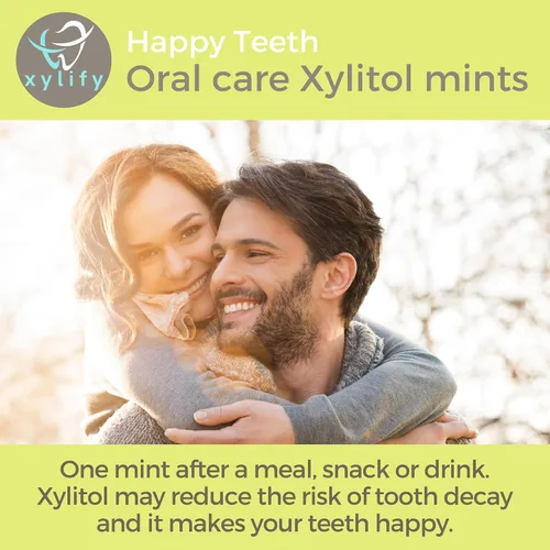 Miniatura 3 de Mentas de xilitol para el cuidado oral - Sabor manzana, con xilitol y eritritol, caramelo sin azúcar, mentas dentales Happy Teeth de Finlandia, 5 oz