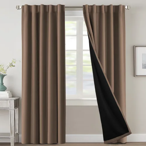 Miniatura 105 de H.VERSAILTEX Cortinas 100% opacas para dormitorio con forro negro, cortinas de oscurecimiento de habitación completa, con aislamiento térmico