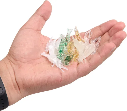 Miniatura 7 de Cebos de señuelo de camarones suaves, 20 cebo de camarón artificial, señuelos de pesca con brillo, 2.0 in, kit de gambas de gambas de silicona