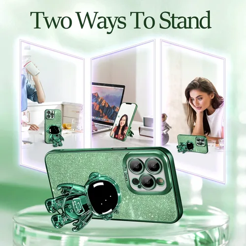 Miniatura 49 de Buleens Funda para iPhone 11 Pro Max Astronauta, Fundas Transparentes para iPhone 11 ProMax con Papel con Purpurina y Soporte de Astronauta, Mujeres