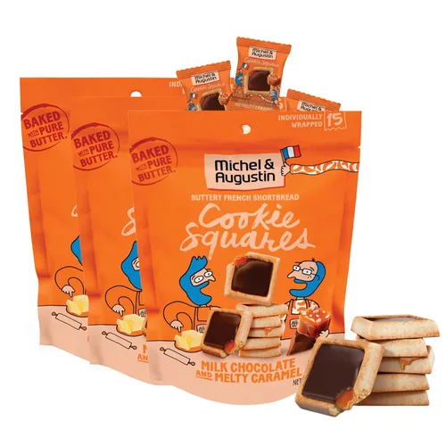 Miniatura 12 de Michel et Augustin Paquete variado de bolsas para galletas, 2 sabores: chocolate con leche y caramelo + chocolate con leche y avellana, 15 galletas
