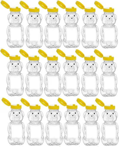 Miniatura 3 de Nakpunar 6 tarros de plástico de abeja de miel de 6 onzas líquidas con tapas amarillas, capacidad para 8 onzas de miel