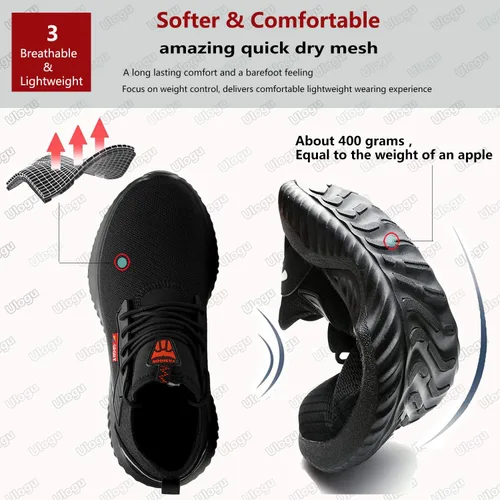 Miniatura 4 de ulogu Steel Toe Sneakers for Men Women Breathable and Lightweight Safety Construction Work Shoe