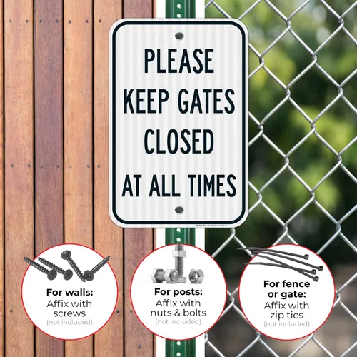 Miniatura 4 de Letrero con texto en inglés "Please Keep Gates Closed at All Times", 12 x 18 pulgadas, 3M EGP reflectante aluminio .063, resistente a