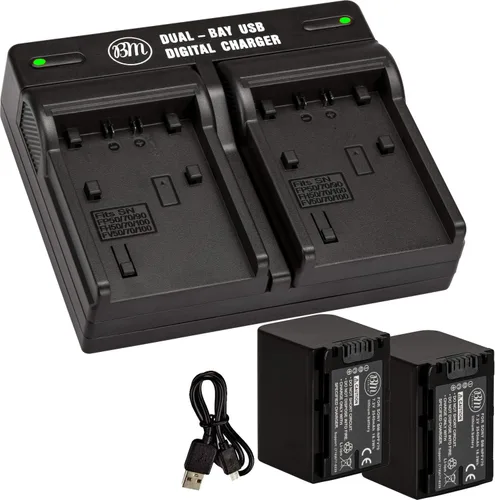 Miniatura 2 de BM 2 NP-FV70 Baterías y cargador dual para Sony FDR-AX700, PXW-Z90V, HXR-NX80, HDR-CX455 HDR-CX675, CX330, CX900, PJ340, PJ540, PJ670B, PJ810