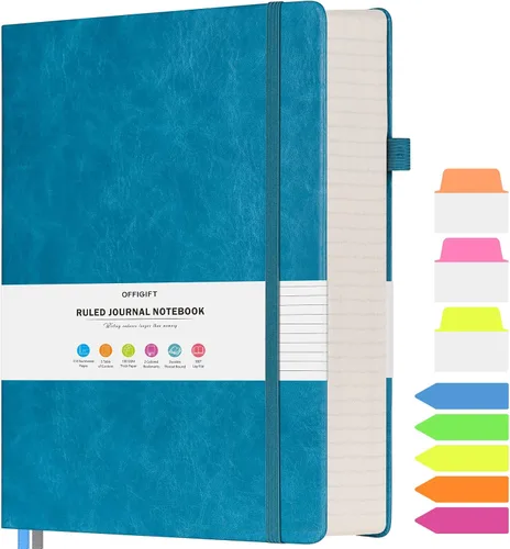 Miniatura 21 de Cuaderno rayado, cuaderno grande A5 con rayas universitarias, cuaderno de trabajo de 312 páginas numeradas con calcomanías de índice, papel grueso