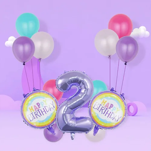 Miniatura 5 de Globos, globos morados, suministros para fiesta, globos de tercer cumpleaños, 32 pulgadas, tamaño grande, arco iris, número 3, suministros