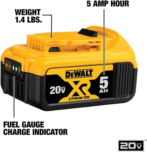 Miniatura 5 de DEWALT Powerstack - Batería de 20 V Max, recargable, 5 Ah, iones de litio, paquete de 2 (DCBP520-2) y batería de 20 V MAX XR, 5 Ah, paquete de 2