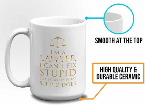 Miniatura 5 de Bubble Hugs Lawyer - Taza de café de 15 onzas, color blanco – I'm A lawyer I Can't Fix Stupid – Funny Witty Attorney US Court Feminist Law Juez
