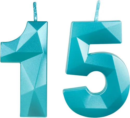 Miniatura 282 de Velas de cumpleaños número 15, velas número 15, velas de feliz cumpleaños de oro rosa para pastel, decoraciones de cobertura de pastel de diseño 3D