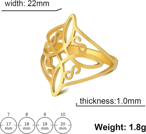Miniatura 13 de UNIFT Anillo de nudo de bruja para mujer, acero inoxidable, celta, cuaternario, Wicca, estilo geométrico, anillo de nudo de brujería, amuleto