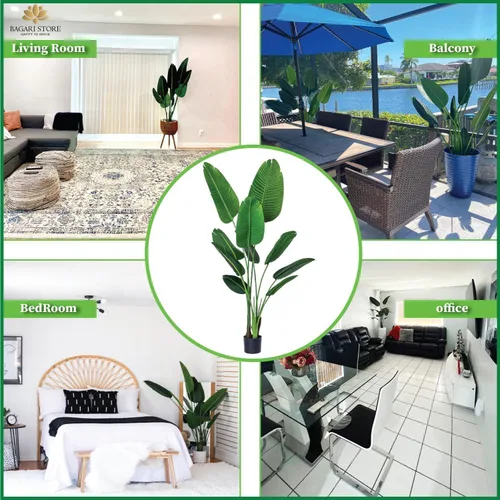 Miniatura 3 de Una planta artificial de seda en maceta de 5 pies, árbol de palmera ave del paraíso de Bagari
