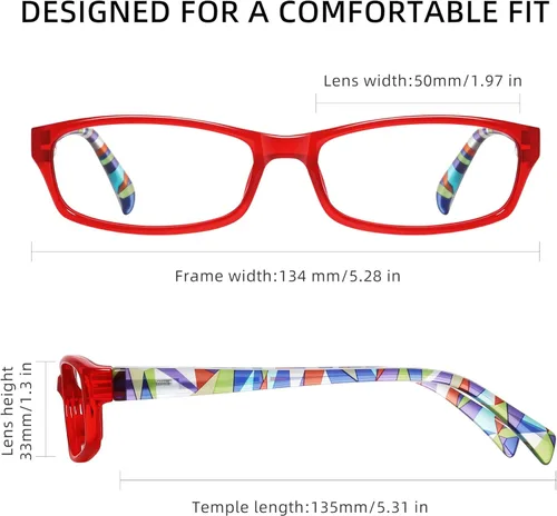 Miniatura 4 de Reading Glasses for Women, Rectangle Readers for Women with Blue Light Blocking Spring Hinge Eyeglasses UV Filter