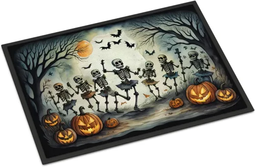 Miniatura 52 de Caroline's Treasures DAC2223MAT - Felpudo espeluznante de Halloween con gato negro de 18 x 27 pulgadas, tapete para puerta delantera