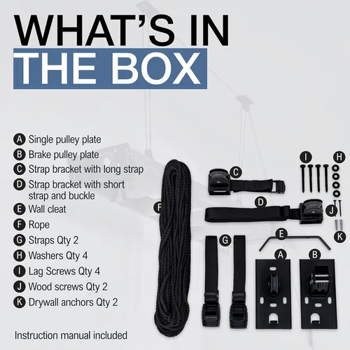 Miniatura 6 de StoreYourBoard Sistema de polea de techo de almacenamiento de escalera, polipasto de montaje en garaje, organizador colgante resistente