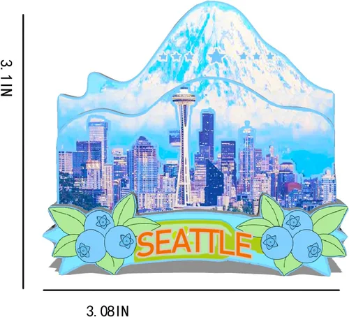 Miniatura 3 de Imán de Seattle de Estados Unidos para nevera, hitos de madera 3D, recuerdos coleccionables, decoración hecha a mano, 15