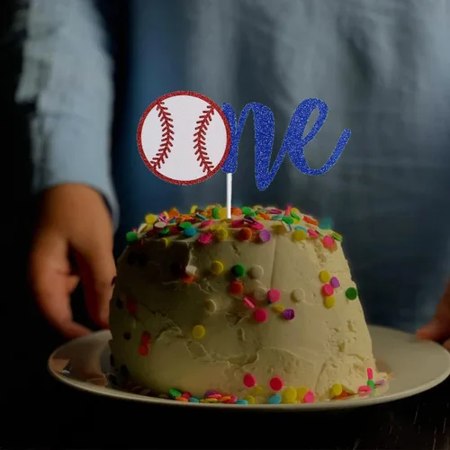 Miniatura 5 de Decoración para tartas de béisbol con purpurina, decoración de pastel de primer cumpleaños, temática deportiva, temática de béisbol, suministros