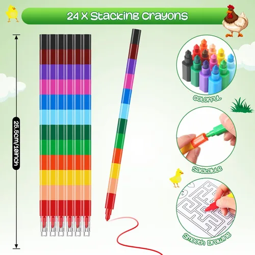Miniatura 3 de BenLouis 24 mini libros para colorear de animales de granja para niños con 24 crayones apilables, regalos de fiesta de granero, libros