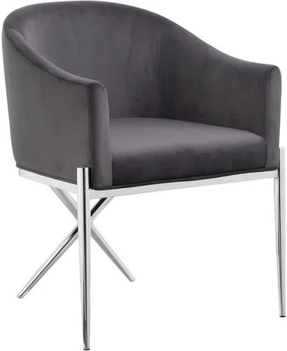 Miniatura 7 de Meridian Furniture Xavier Collection Modern Silla de comedor tapizada de terciopelo contemporáneo con patas de acero resistentes en forma de X
