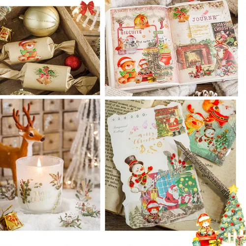 Miniatura 7 de Aromoty Calcomanías de Navidad de lámina dorada de Papá Noel, muñeco de nieve Set (180 piezas con 6 temas) - Calcomanías de resina transparente