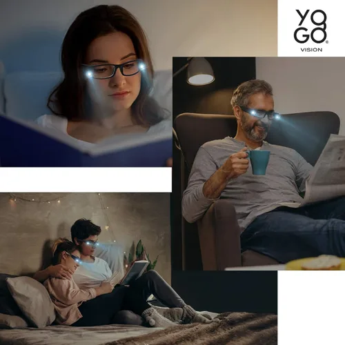 Miniatura 5 de Yogo Vision Reading Glasses with Light Bright LED Lighted Magnifier Nightime Reader Women Men Lighted Eye Glasses 2pk